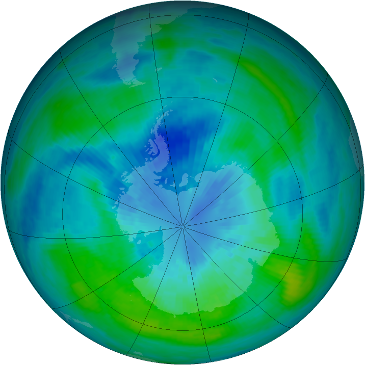 Antarctic ozone map for 26 March 1989